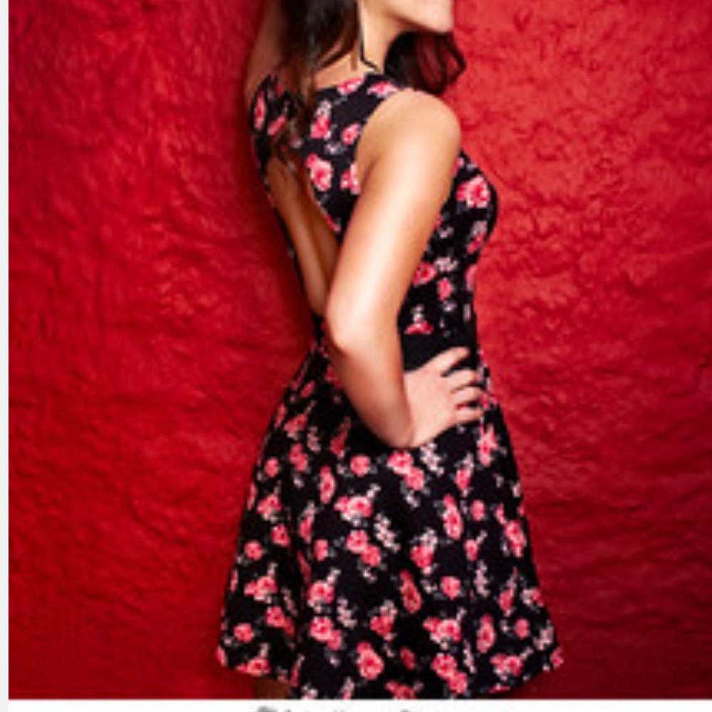 Floral V-Neck Open Back Mini Dress